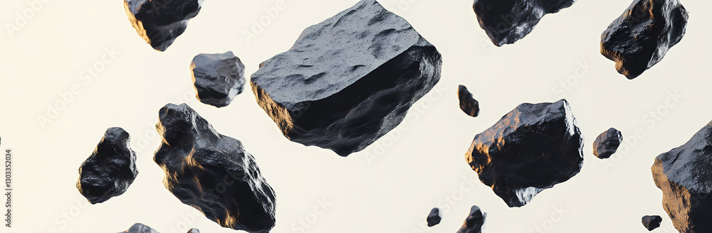 Poster meteor shower: a celestial scene showcasing the dark, textured forms of numerous meteors streaking a