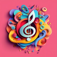 Naklejka premium Vibrant Symphony: A 3D Abstract Musical Composition