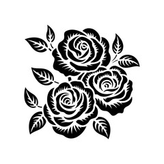 Rose Silhouette isolated on white background. Modern minimalist design for logo, tattoo, wall art, poster, packaging, stickers. Black ink sketch.