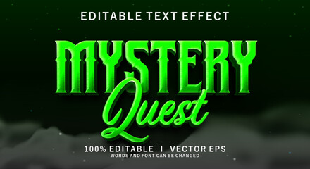 mystery quest vector text effect with modern style design