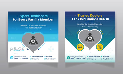 Medical healthcare social media banner design and web banner template