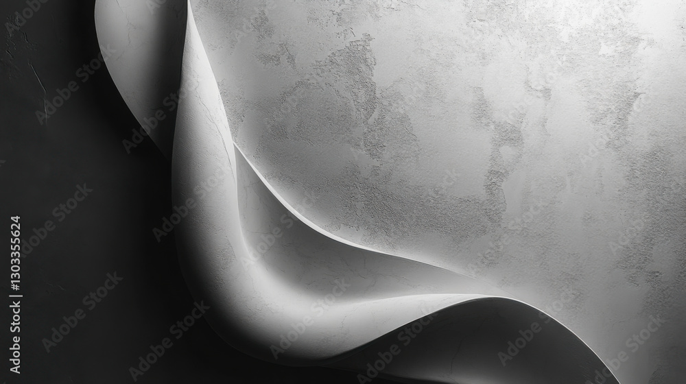 Poster undulating sculptural forms create a dynamic interplay of light and shadow in an artistic space