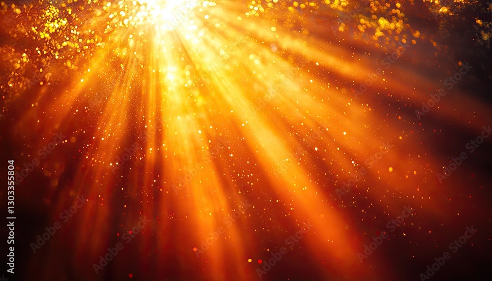 Aufkleber golden light rays with bokeh and particles. perfect for celebratory backgrounds, adding a magical, f