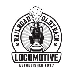 Fototapeta premium T-shirt vintage train vector design and emblem logo black white