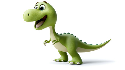 Fototapeta premium A cartoon dinosaur is smiling and has its mouth open. generated using AI