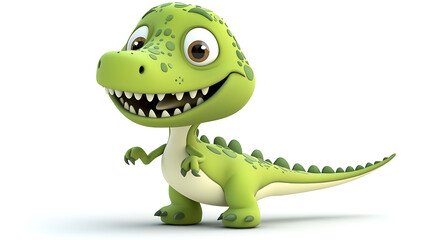 Fototapeta premium A cartoon dinosaur with a big smile on its face. generated using AI