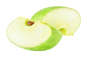 Two wedges of green apple cutout