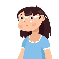 A girl in glasses on a white background