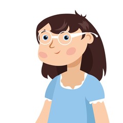 A girl in glasses on a white background