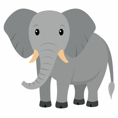 Obraz premium Cartoon elephant. Cute animal baby elephant. Side view. Suitable for children's books, sticker, mascot, logo.Vector illustration on white background 