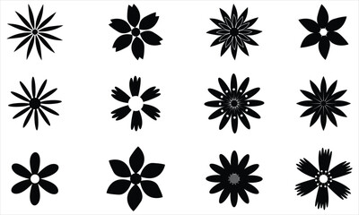 black and white flower icons