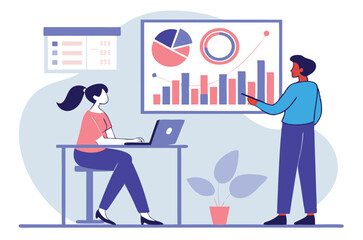 Flat design concept, analyze data