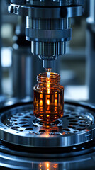 High-speed centrifugal force in action in a modern laboratory with vials of samples spinning rapidly, highlighted by striking modern technology and precision equipment