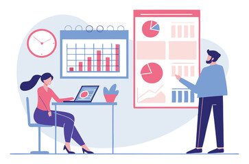 Flat design concept, analyze data