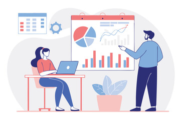 Flat design concept, analyze data