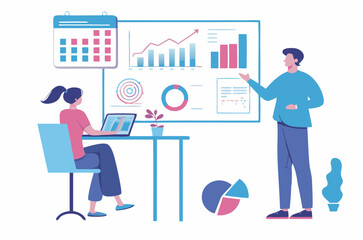 Flat design concept, analyze data