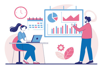 Flat design concept, analyze data
