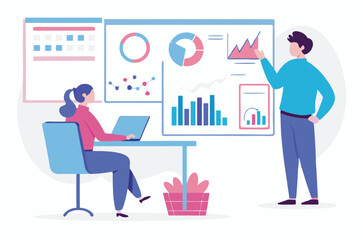 Flat design concept, analyze data