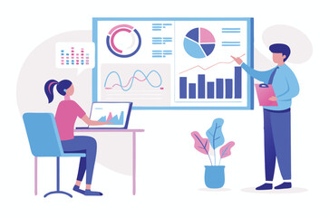 Flat design concept, analyze data