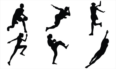 sportsman silhouette bundle set on white background