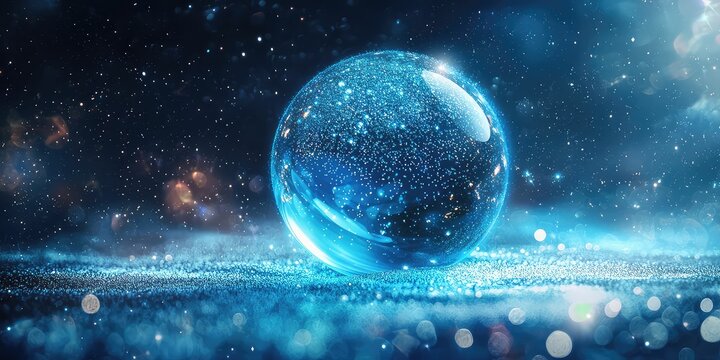 Mystical floating orb of stardust symbolizing online reviews