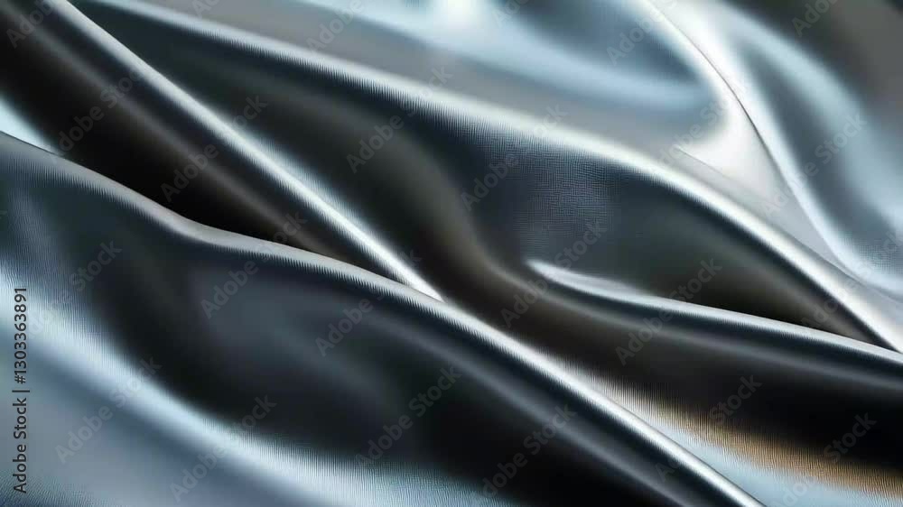 Aufkleber Abstract metallic foil blanket creates a shimmering visual effect with dynamic folds and reflections, Abstract metallic foil blanket CGI