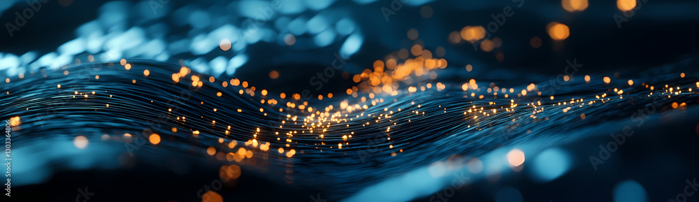Poster abstract digital particles flowing: a captivating abstract design showcasing a stream of glowing dig