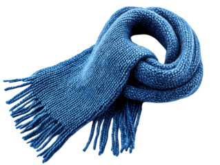 Blue knitted scarf isolated on black background