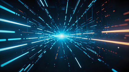 Fototapeta premium Abstract Digital Data Stream, Futuristic Network Tunnel, Cyberspace Highway