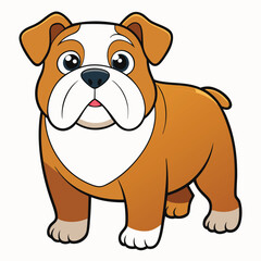 Fototapeta premium Cute cartoon bulldog isolated on white background. Vector illustration.