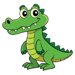 Crocodile Cartoon Vector Illustration Scene White Background