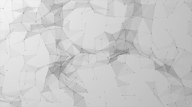 Scientific white background depicting scientific research and technological discoveries, plexus background of polygons and dots, technology animation, video backgrounds