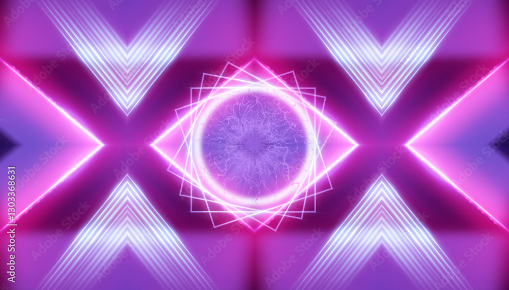 Poster colorful abstract pattern with soft neon lights and geometric shapes in a futuristic design