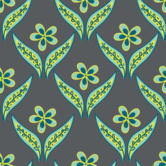 Seamless floral pattern, pretty liberty ditsy print, abstract ornament in a romantic retro motif. Cute botanical design: small hand drawn flowers, leaves, simple bouquets on white. Vector illustration