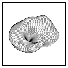 Black round lines that makes an abstract organic shape.