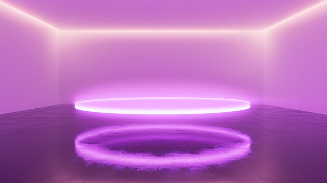 Levitating Neon Ring Portal with Pastel Lighting