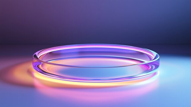 Levitating Neon Ring Portal with Pastel Lighting