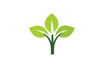 Fototapeta premium The design features a sprout logo with three vibrant green leaves, symbolizing health, development, and the promise of new growth in nature and healthy eating choices