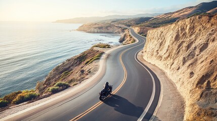 Fototapeta premium Coastal Motorcycle Ride: Pacific Coast Highway Adventure