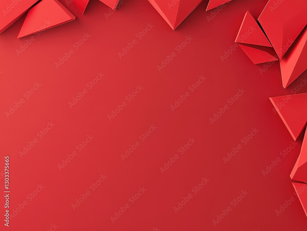 Poster abstract red background with geometric shapes creating a dynamic border