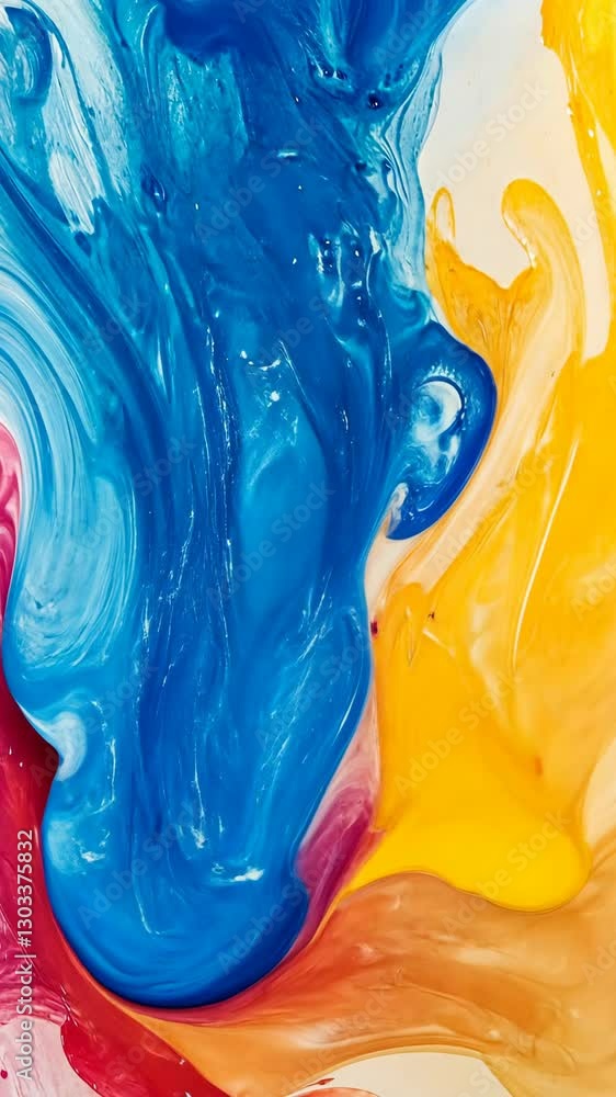 Poster vivid swirls of blue, yellow, and red create an abstract pattern with fluid movement and captivating