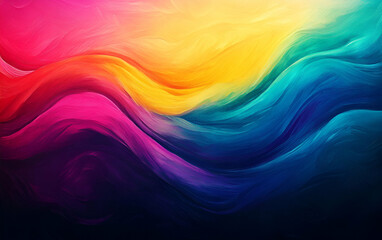 Fototapeta premium Vibrant abstract waves blend in stunning colors, creating a mesmerizing visual experience full of energy.