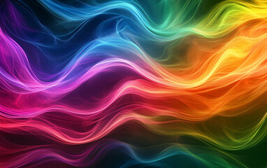 Obraz premium Vibrant colorful waves of light create a stunning, abstract background filled with dynamic energy and fluidity.