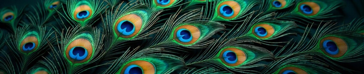 Obraz premium Elegant arrangement of peacock feathers with beautiful patterns, arrangement, natural