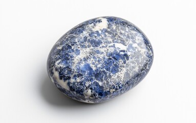 Fototapeta premium Unique blue stone with intricate patterns showcased on a light background