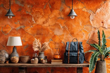 Rustic Orange Textured Background Ideal for Travel Brochures and Outdoor Adventure Designs