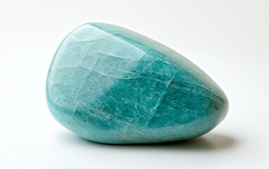 Obraz premium Smooth turquoise stone displaying natural textures and colors in bright light on a neutral background