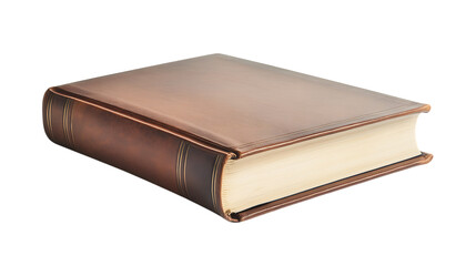 Obraz premium Old leather bound book, isolated on black background.