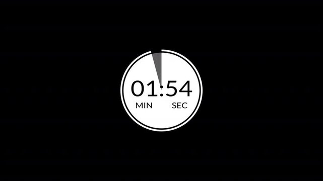 2 minutes circle countdown, two minute timer countdown animation, animation on two minutes round circle countdown on a transparent background.