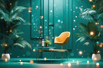 Elegant Teal Backdrop with Sparkling Accents for Effective Branding Promotions and Corporate Identity